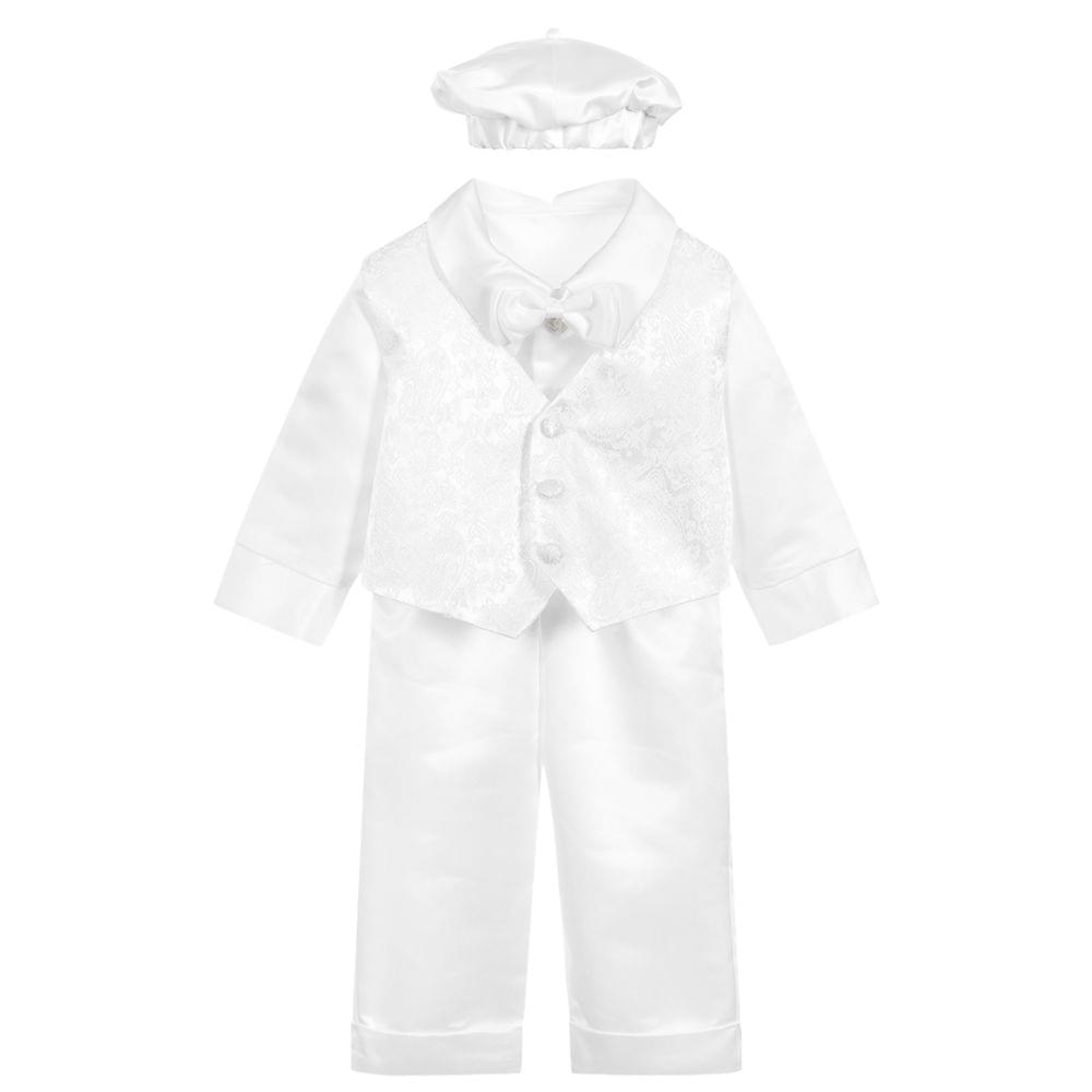 Boys 5 Piece White Christening Set | Boys Suits | Freckles