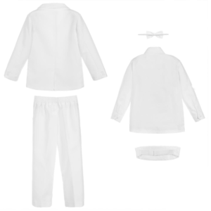 Boys 5 Piece White Tuxedo Suit - Image 3