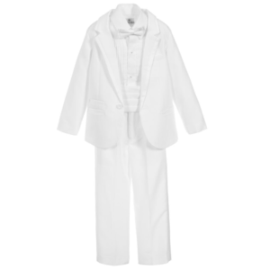 Boys 5 Piece White Tuxedo Suit - Image 1