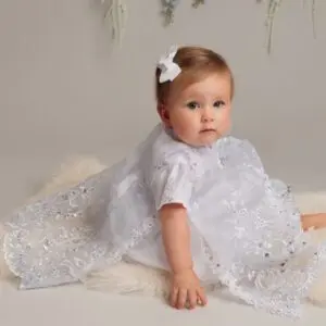 White Christening Dress & Bonnet Set