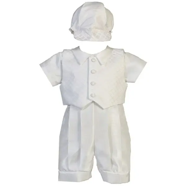 White Diamond Waistcoat Christening Set