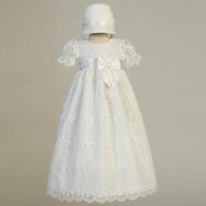 Embroidered Tulle Christening Gown - Camilla