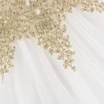 Girls Ivory & Gold Embroidered Tulle Dress