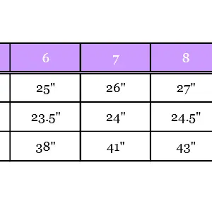 Size Chart Sweetie Pie