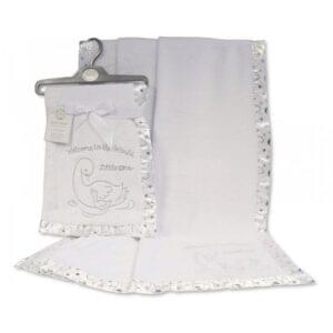 White Baby Wrap with Swans on Water - Image 1