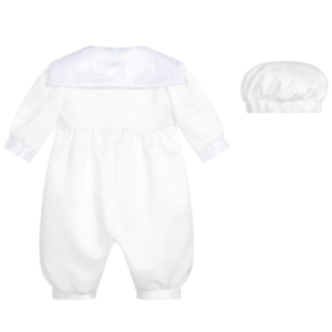 White Waistcoat Romper Christening Suit - Back