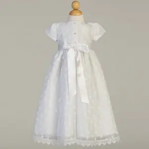 Embroidered Polka-Dot Christening Gown - Coco