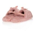 Pink Faux Fur Bow Slippers – Back
