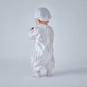 White Short Sleeve Christening Romper