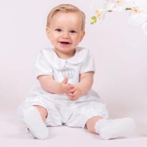 White Satin Babysuit Set