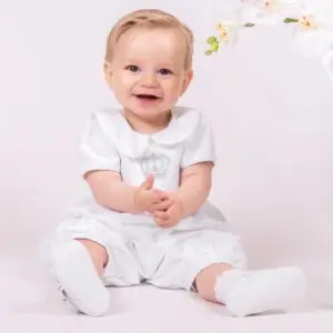 White Satin Babysuit Set