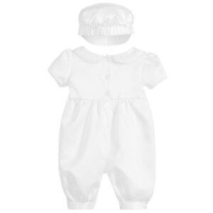 White Satin Babysuit Set