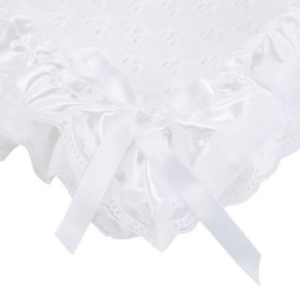 White Satin Edge Christening Shawl - Image 2