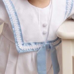 Baby Boy White & Blue Romper - Image 5