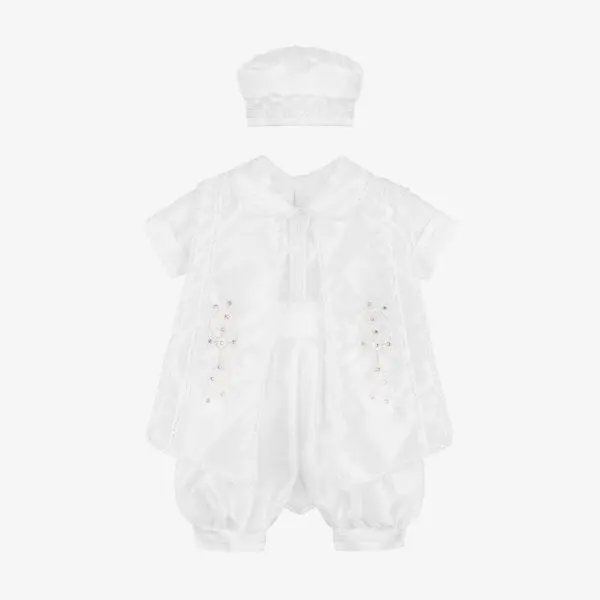 Baby Boys White Ceremony Shorts Set