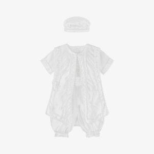 Boys White Ceremony Babysuit Set