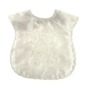 Ivory Satin Teddy Christening Bib