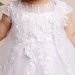 White Floral Christening Dress & Overlay