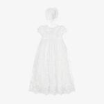 Baby Girls White Ceremony Gown & Bonnet Set