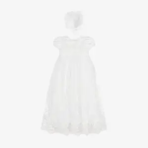Baby Girls White Ceremony Gown & Bonnet Set