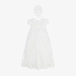 Baby Girls White Ceremony Gown & Bonnet Set