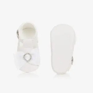 Baby Girls White Bow Christening Shoes