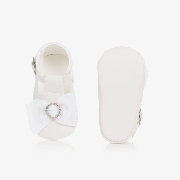 Baby Girls White Bow Christening Shoes