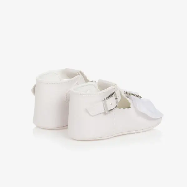 Baby Girls White Bow Christening Shoes