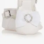 Baby Girls White Bow Christening Shoes