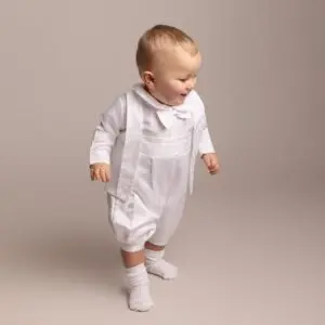 White Romper & Jacket Christening Set